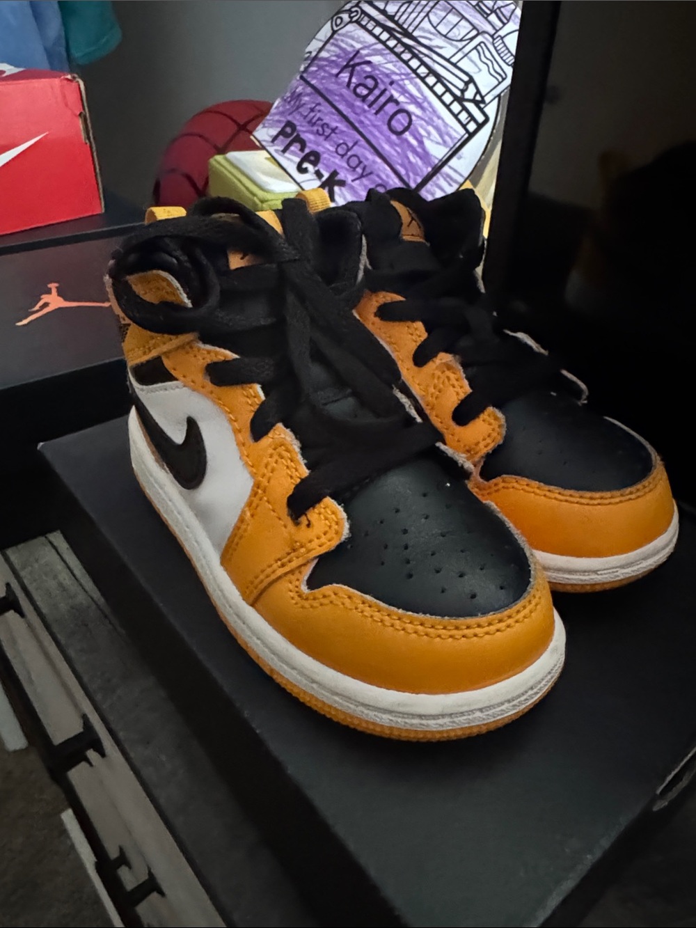 Nike Kids Black Orange White High-Top Sneakers
